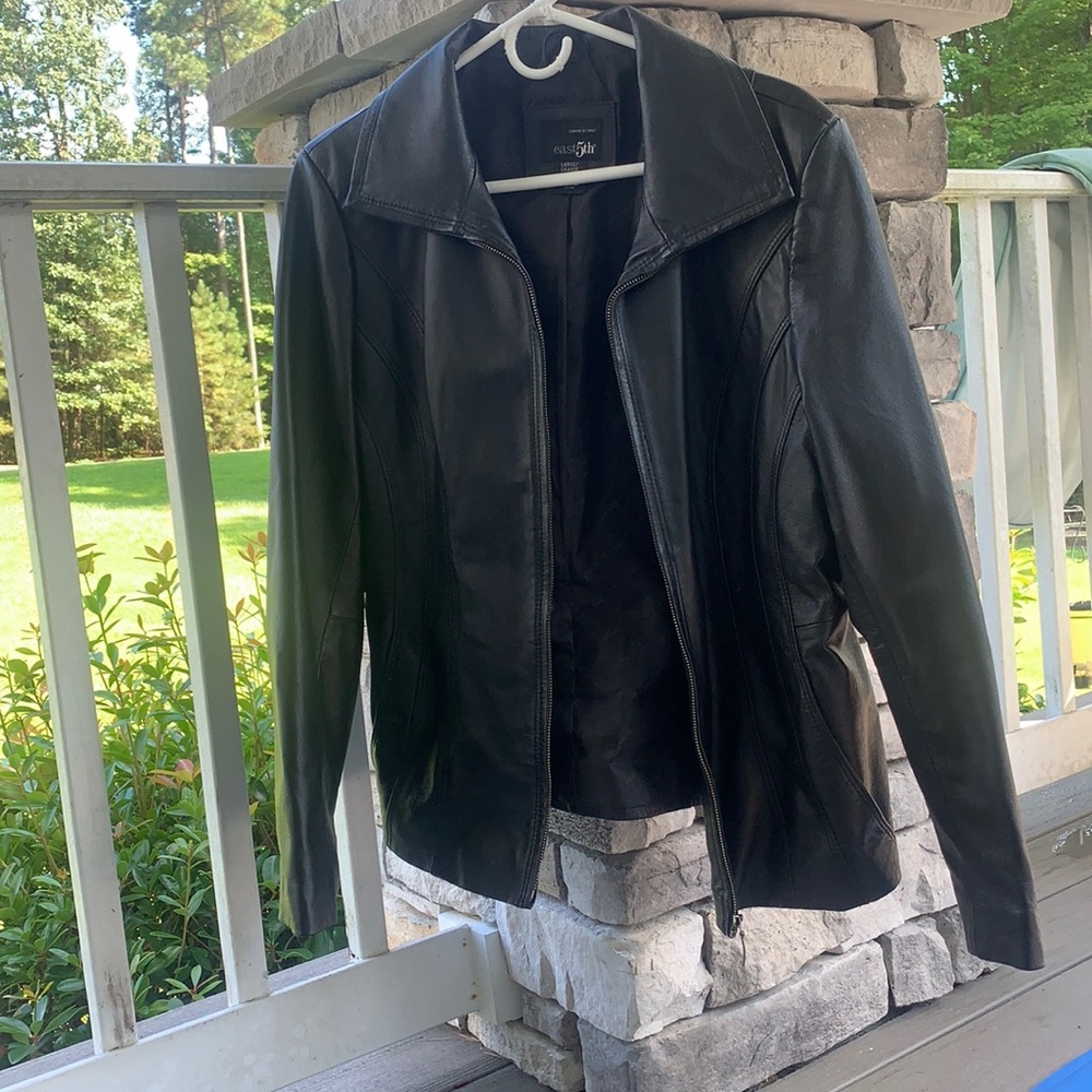 Classic black leather blazer jacket